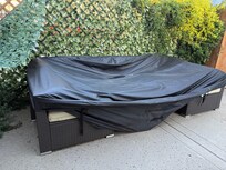 Patio furniture was covered in cobwebs