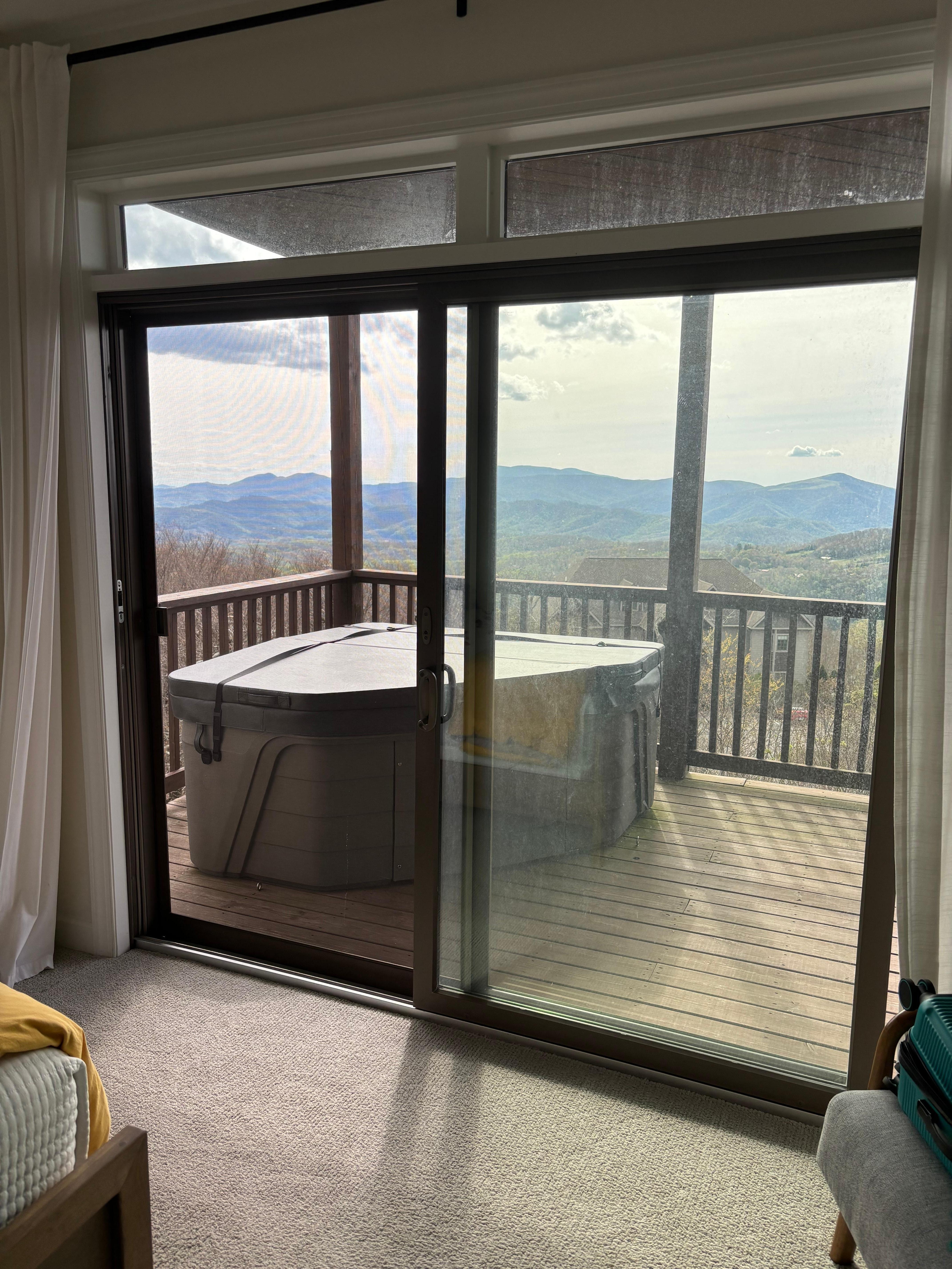 Hot tub view from the bedroom 