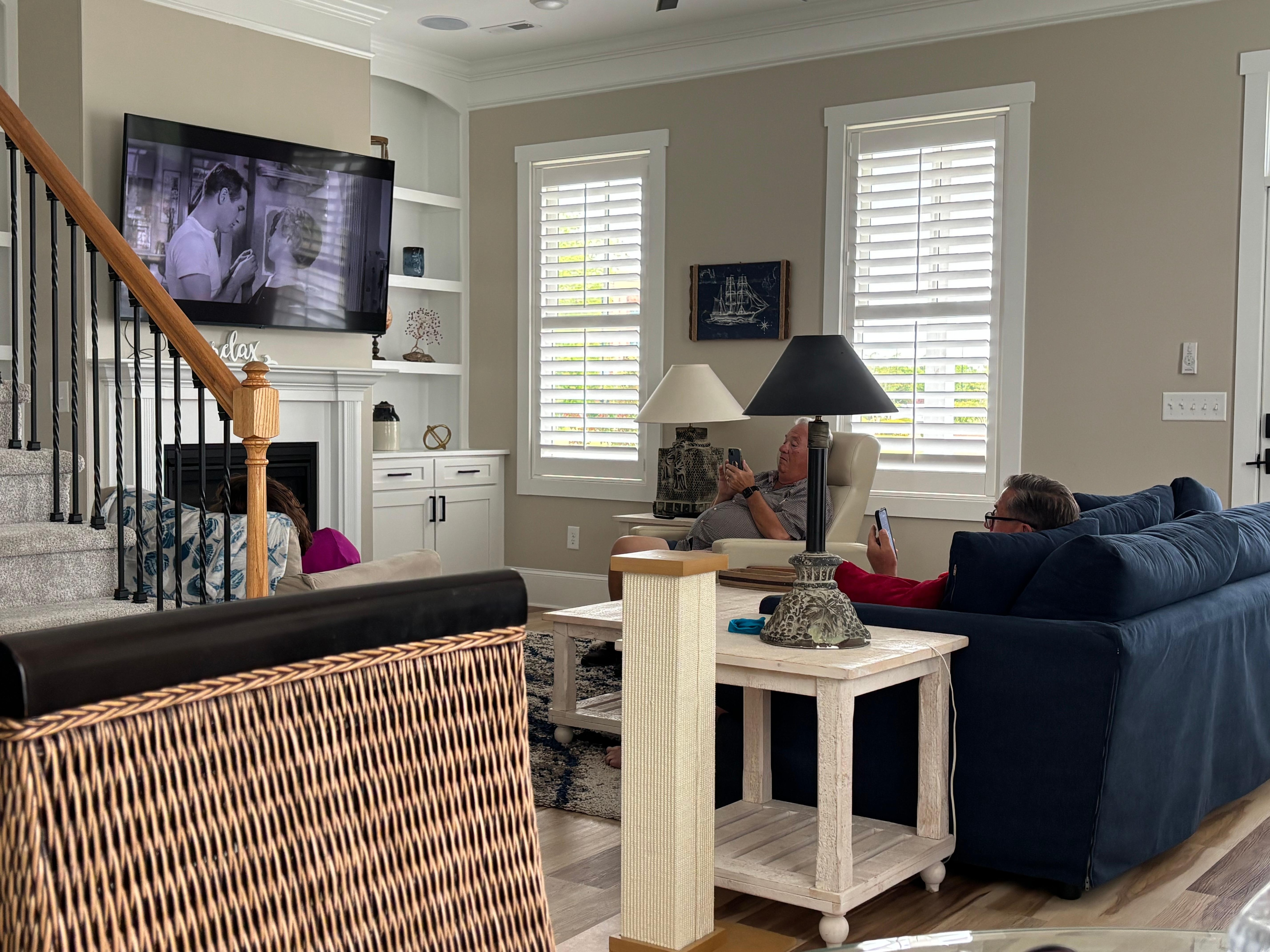 Some comfortable relaxing time in the living room watching some television 