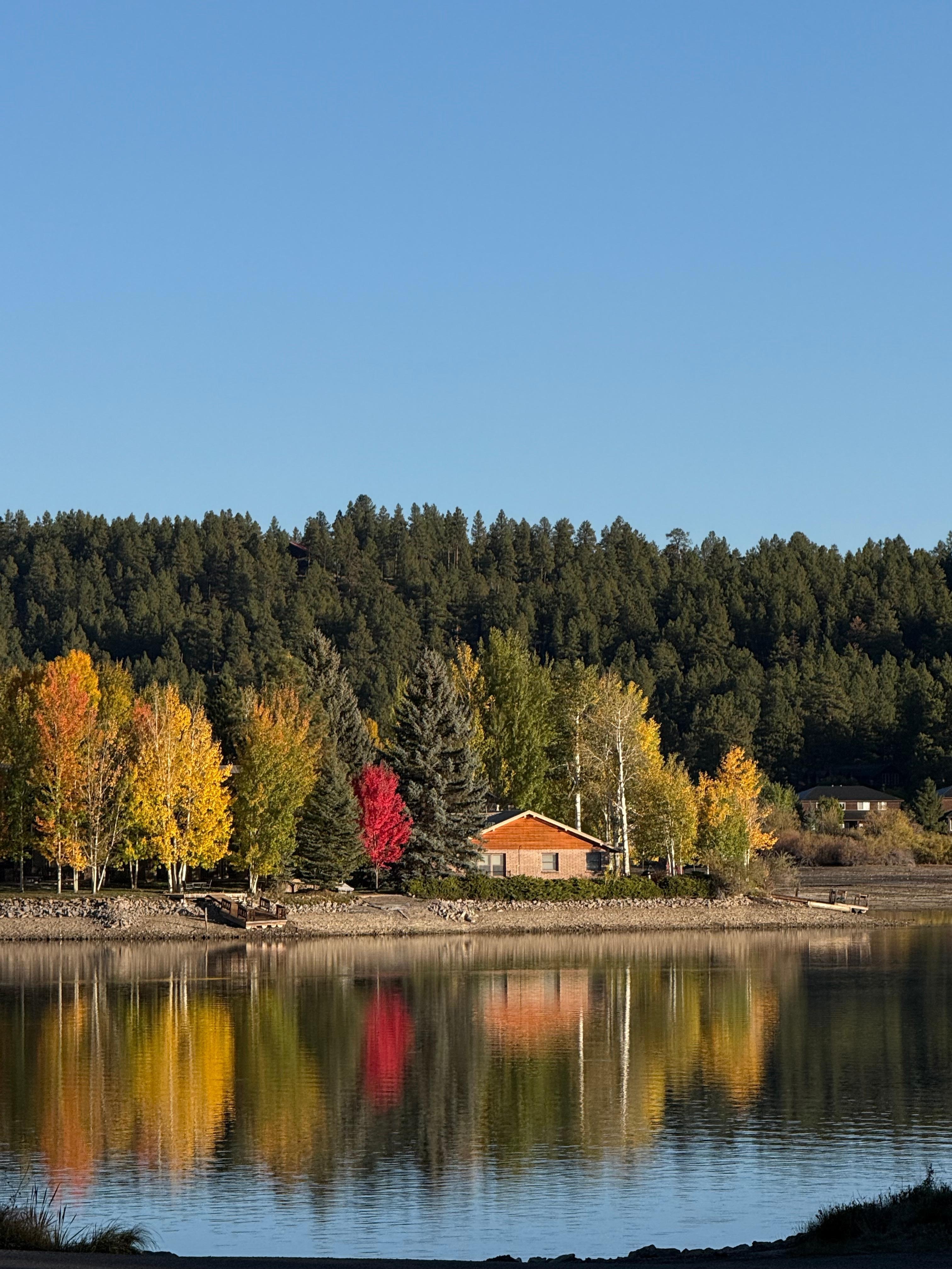 The lake is 1/2 block down the street. 