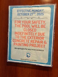 The pool is closed indefinitely even though it is listed as an amenity in the Expedia listing.