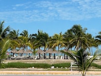 The view of Playa Norte from the balcony of the restaurant