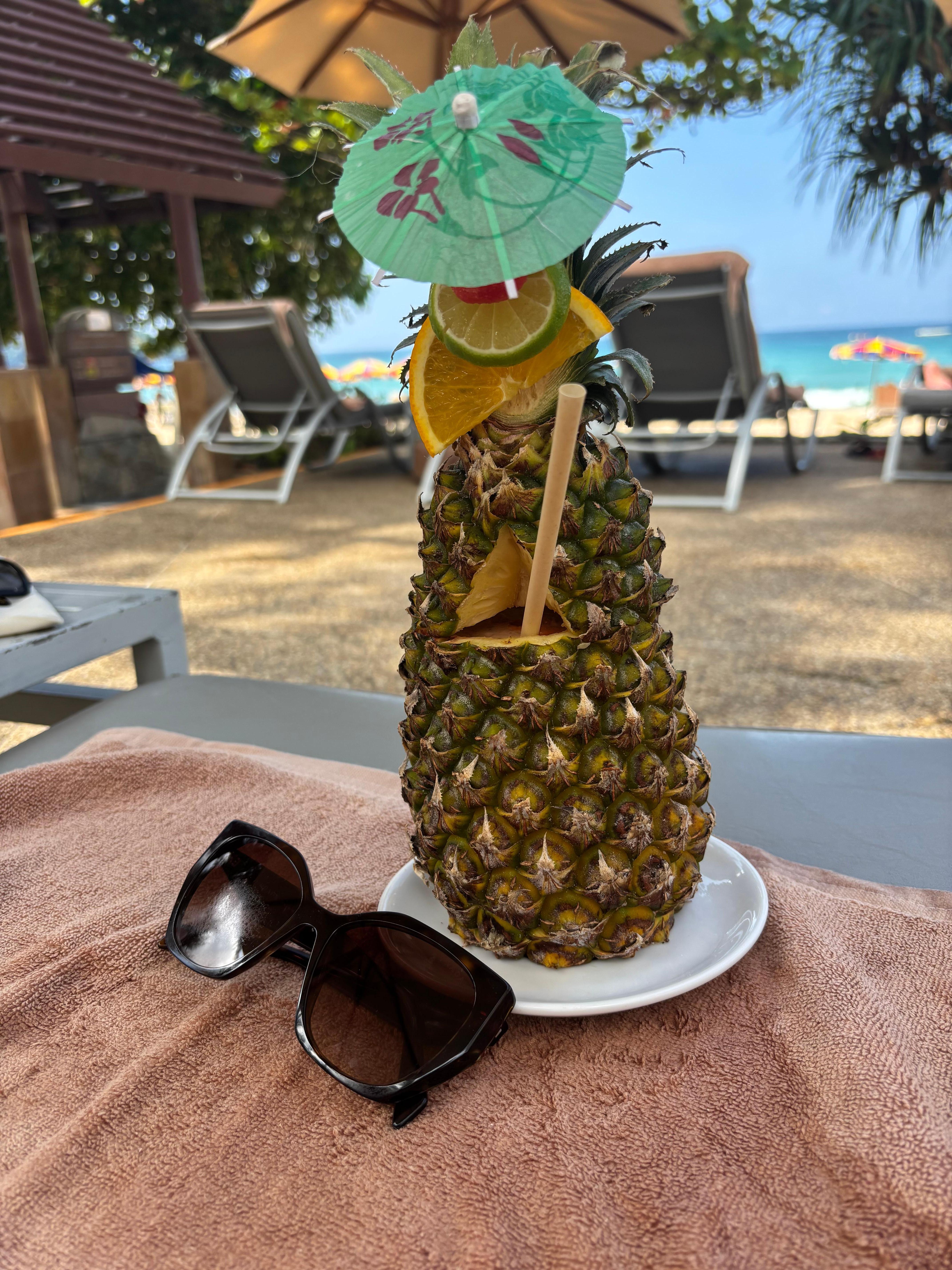 You cannot go pass the Phuket Punch Cocktail. Even if it’s just to have your cocktail served in a beautiful fresh pineapple . 