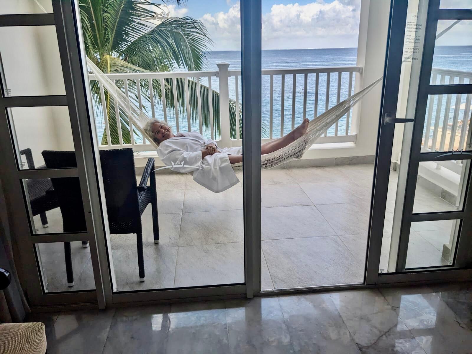 Relaxing on our room patio