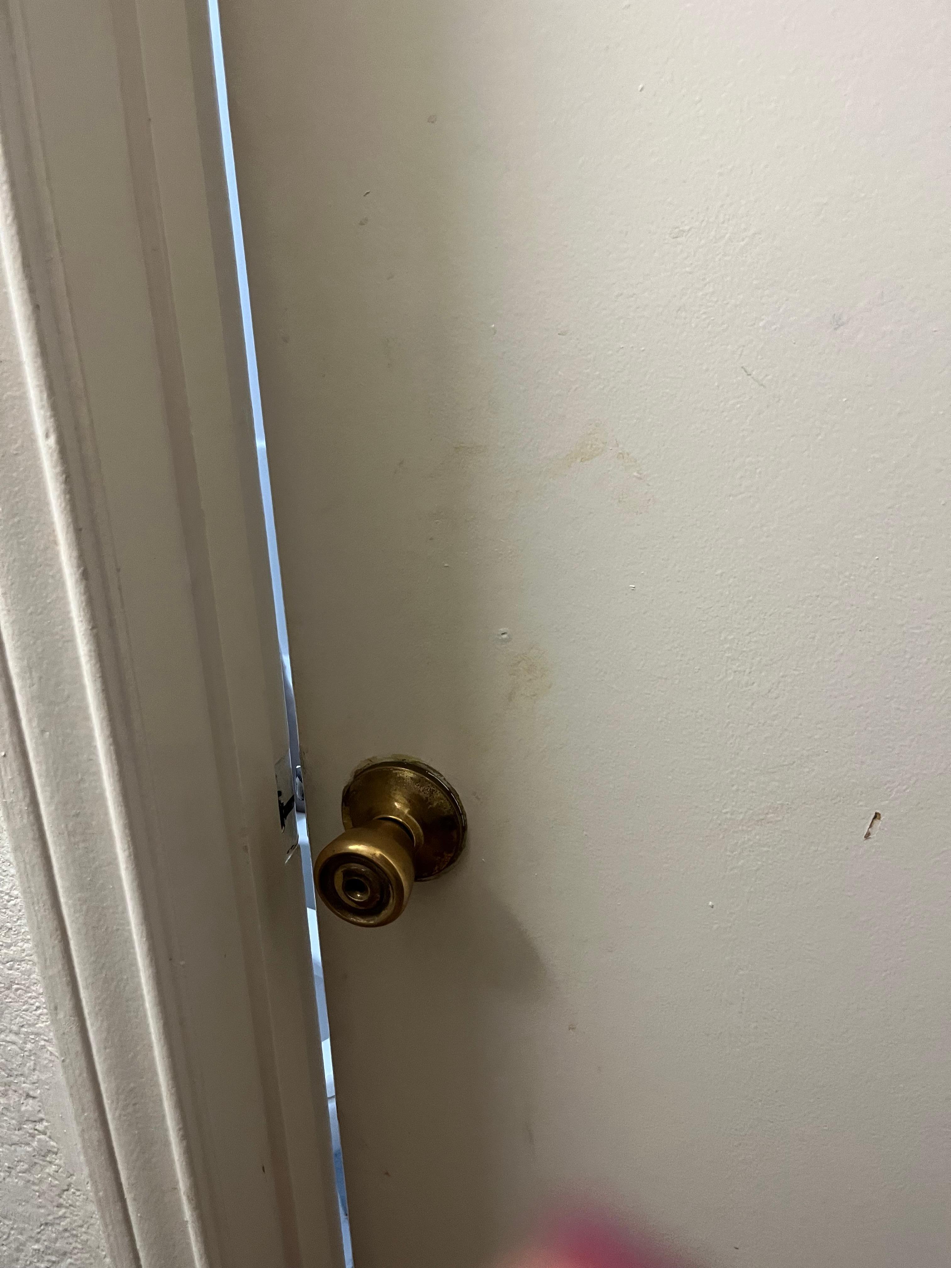 Outside of bathroom door stains