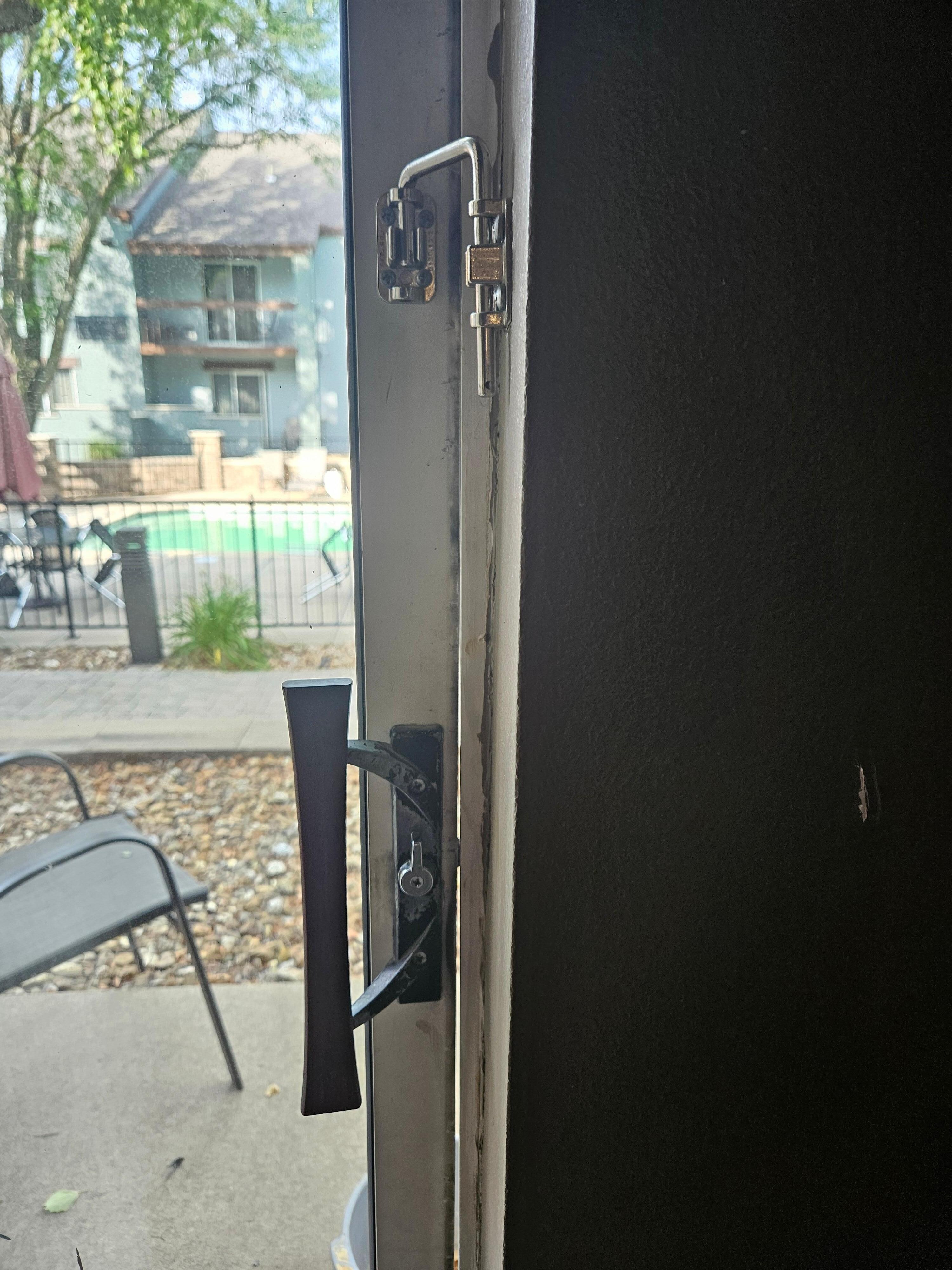 Not the hasp/latch on the sliding door.