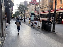 A view of the street outside the hotel.