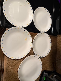 Dirty dishes from the previous guest.