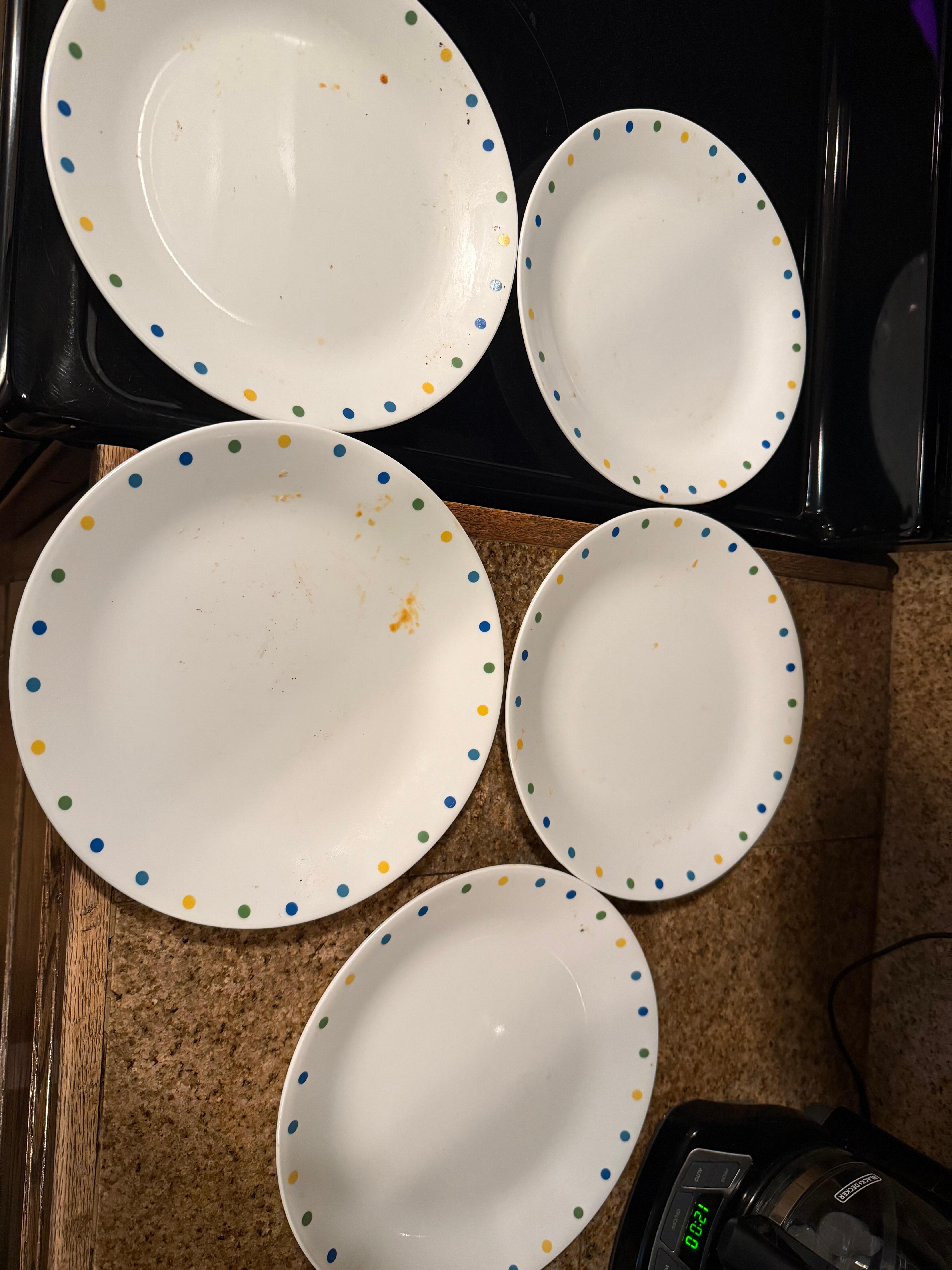 Dirty dishes from the previous guest. 