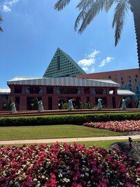 Hotel view from parking lot