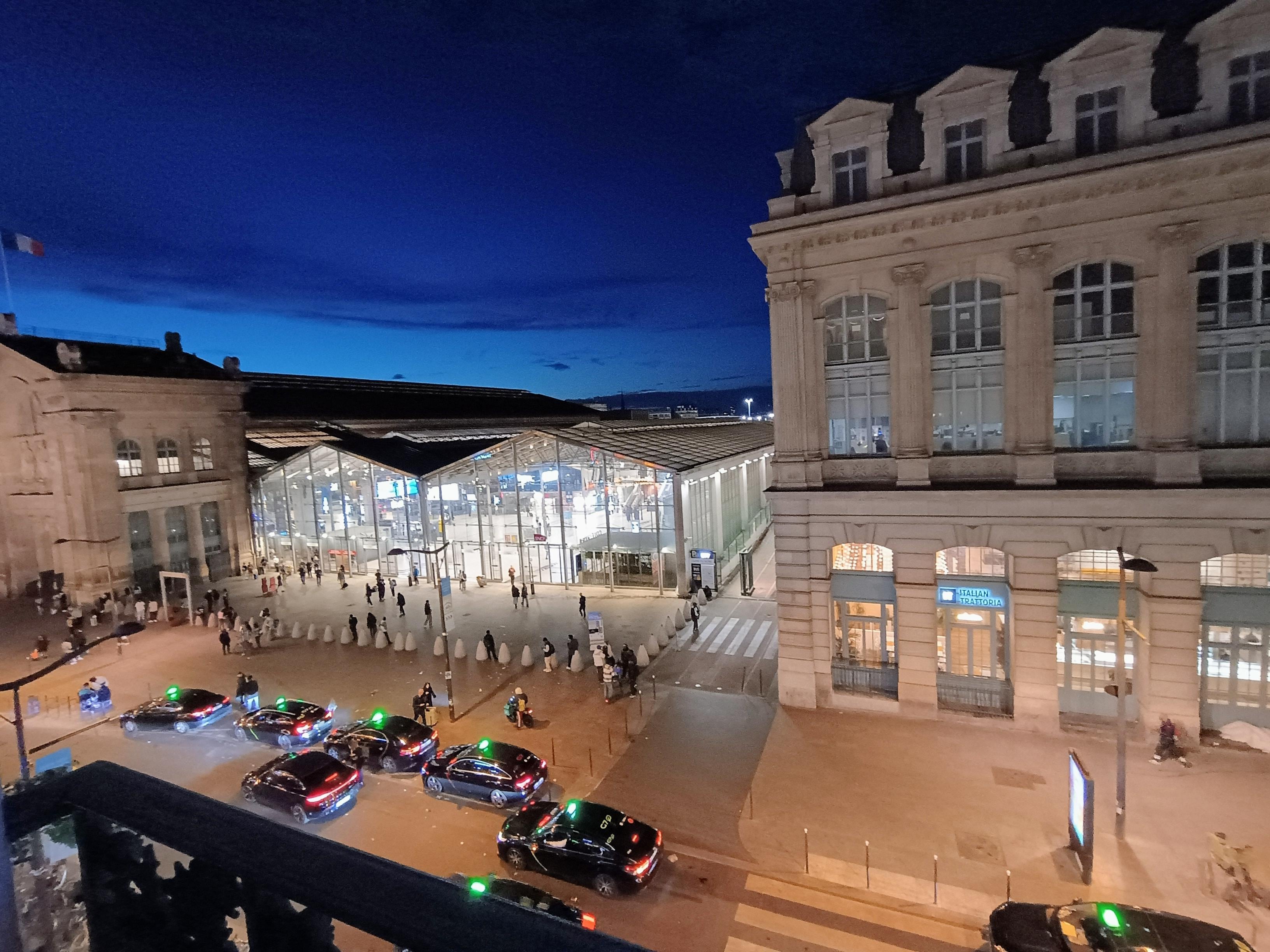 View of Gare du Nord from our hotel room. Doesn't feel so safe at night with sketchy characters hanging around. 
