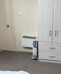 Worn carpet, drawers fell off