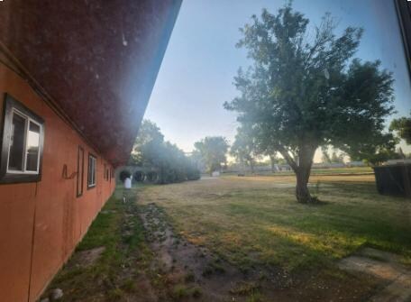 View out window of main bed/fridge area.