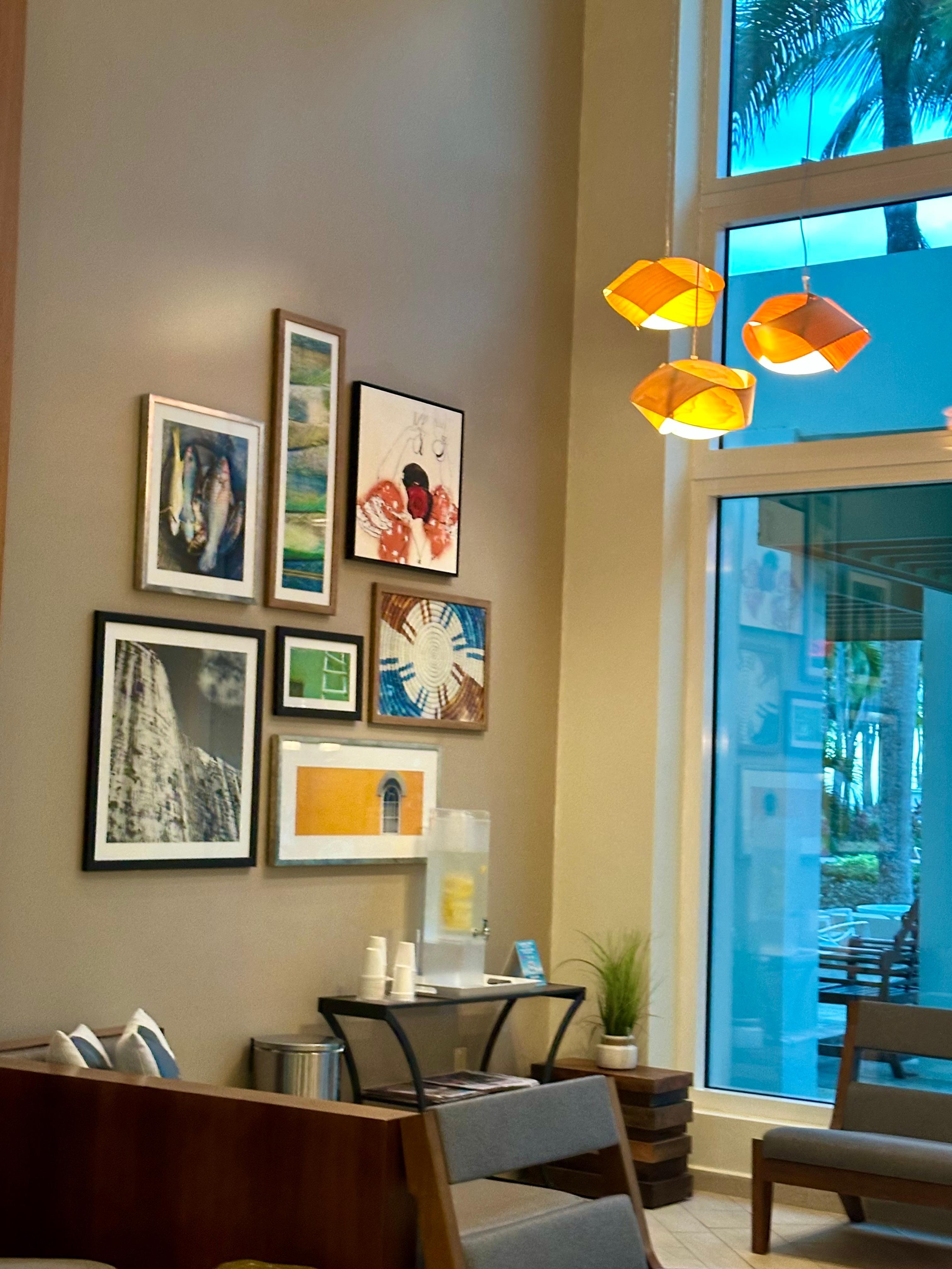 Cute lobby with interesting art