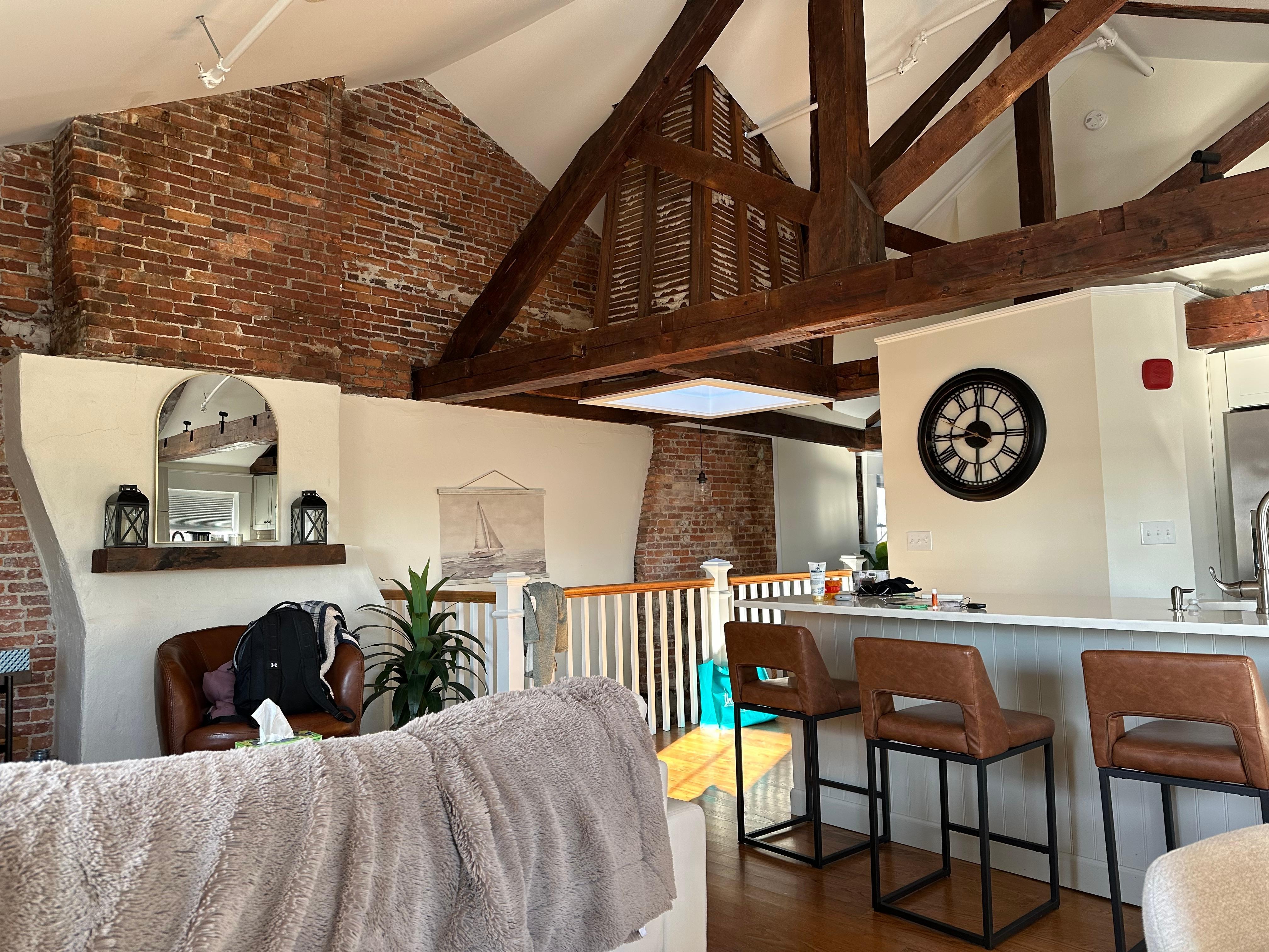 We loved the exposed beams and brick