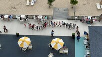 Conga line with DJ downstairs