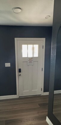 Sign on the front door.