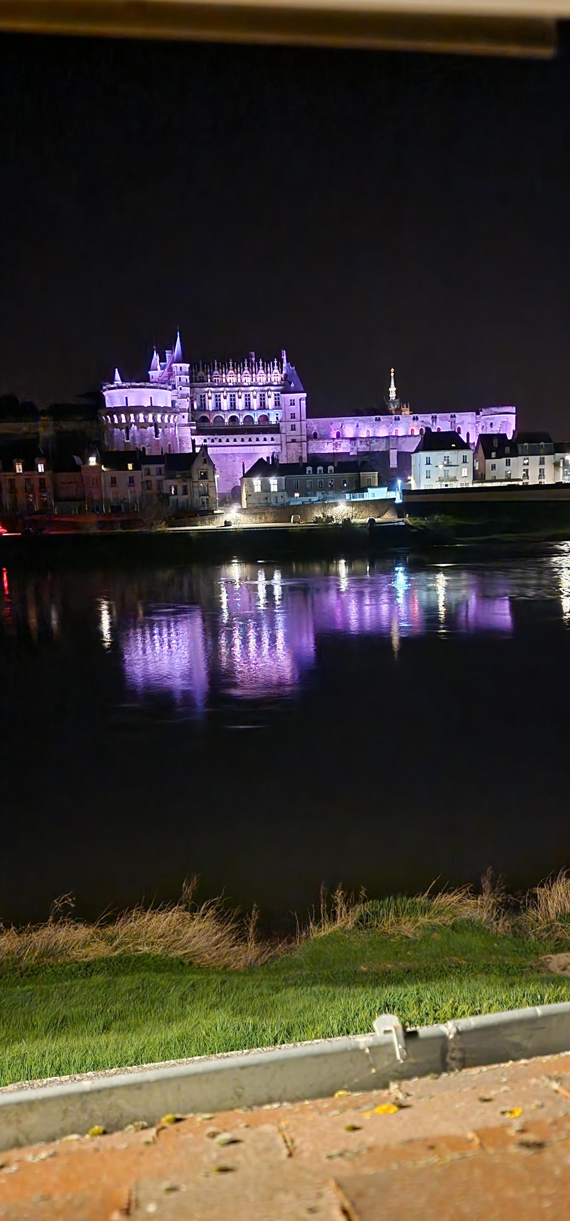 Night view of Chateau Amboise from our bedroom window.