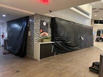 Covering over lobby food place - presumably they were spraying pesticides in there? That does not make me very comfortable especially with my two infant/toddler grandchildren with me.
