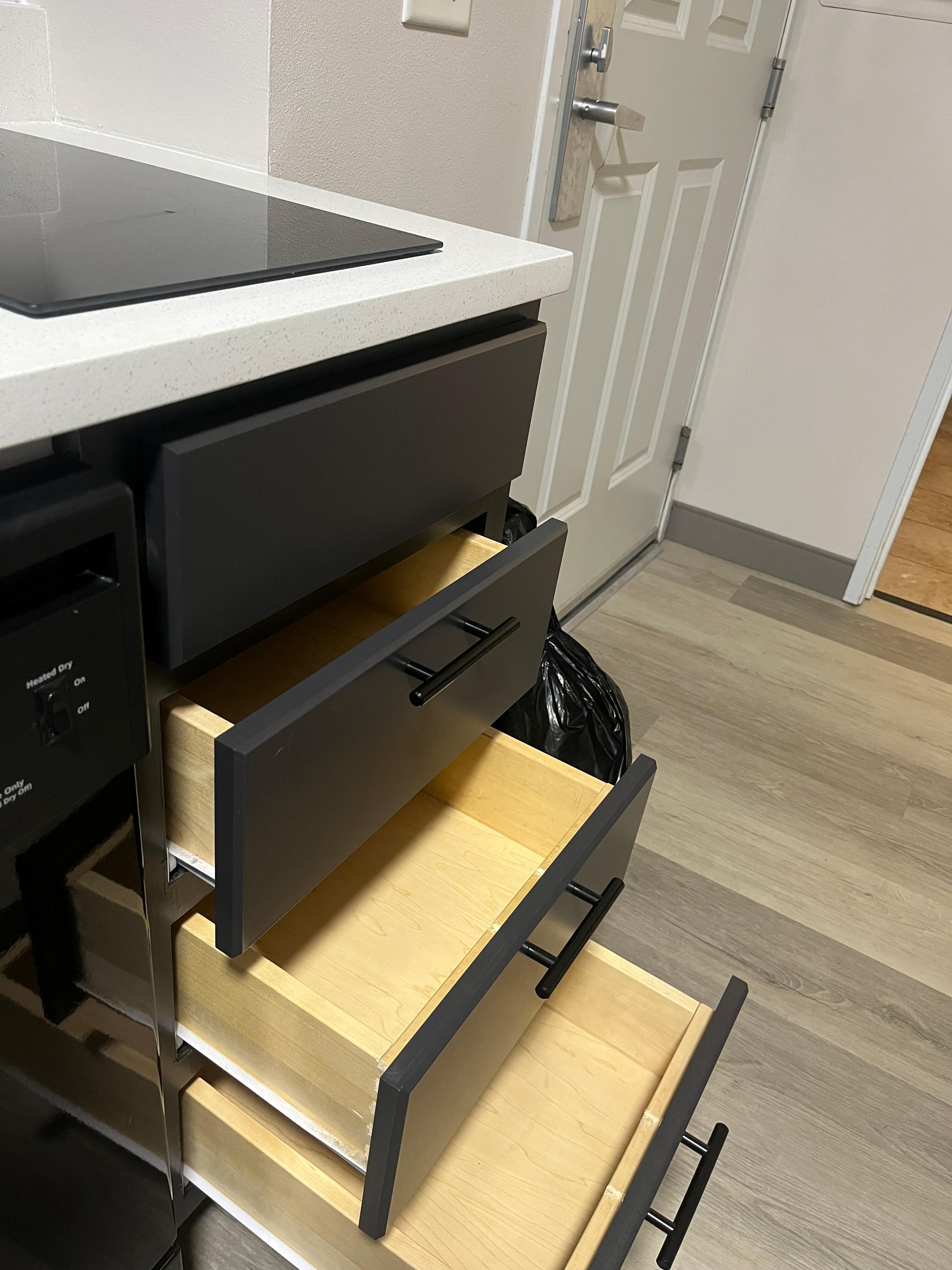 Empty drawers. No silverware