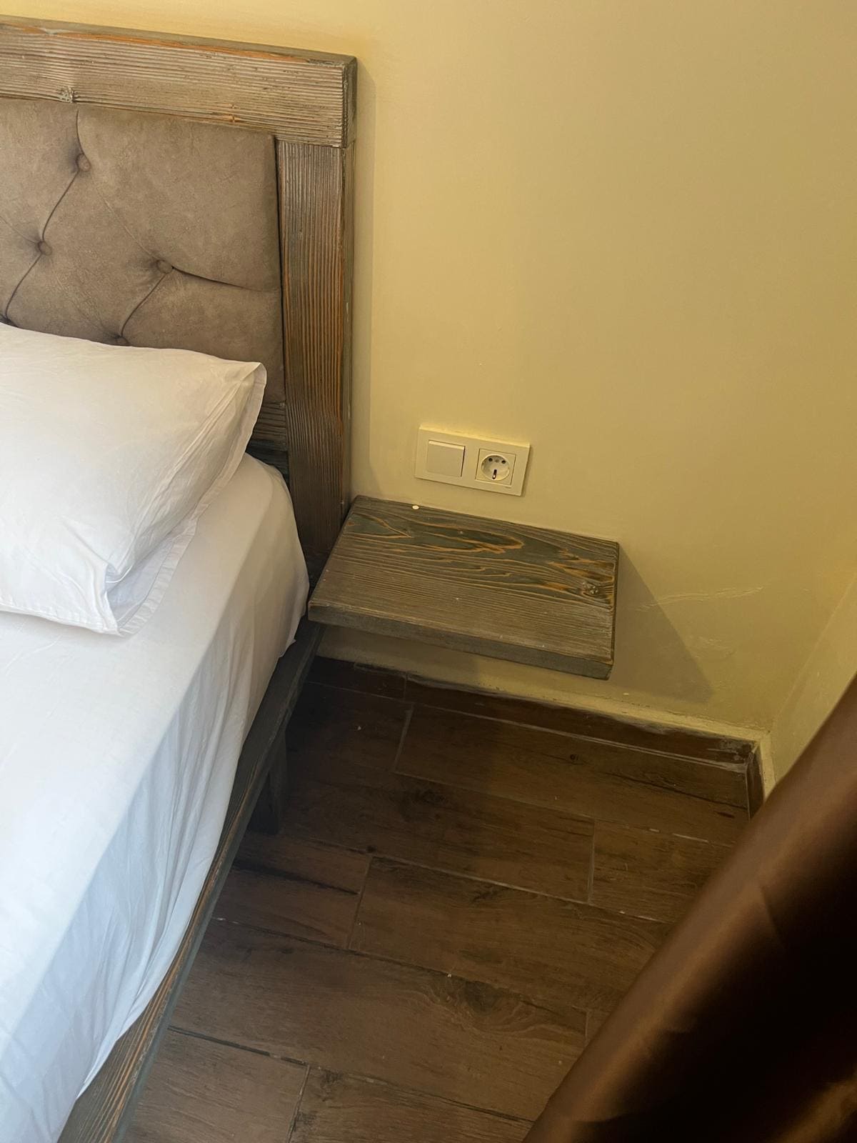 Plaster from ceiling on nightstand