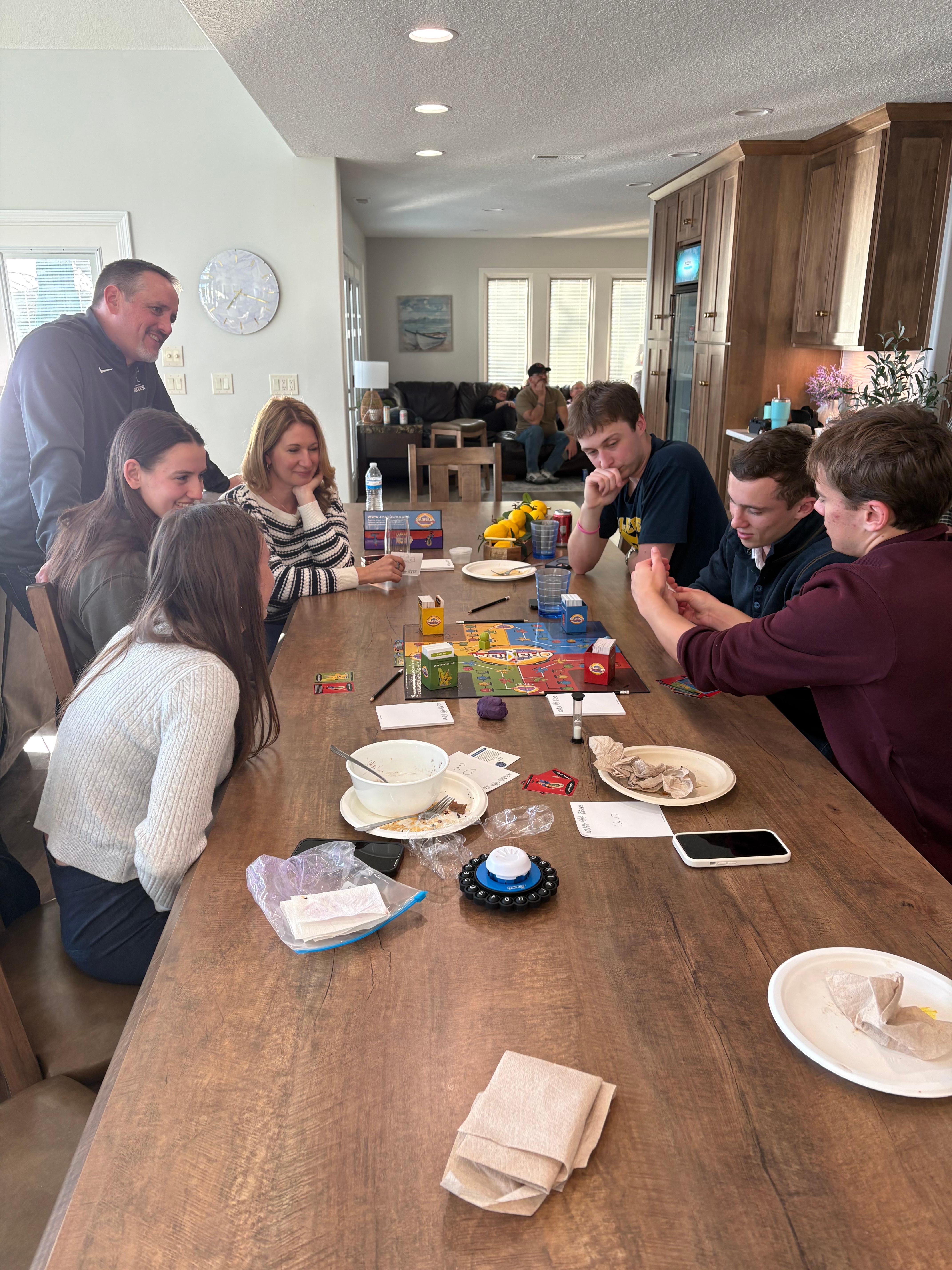The huge dining table was perfect for family game nights!