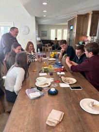 The huge dining table was perfect for family game nights!