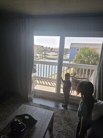 View of the reviene (not the ocean) from the living room