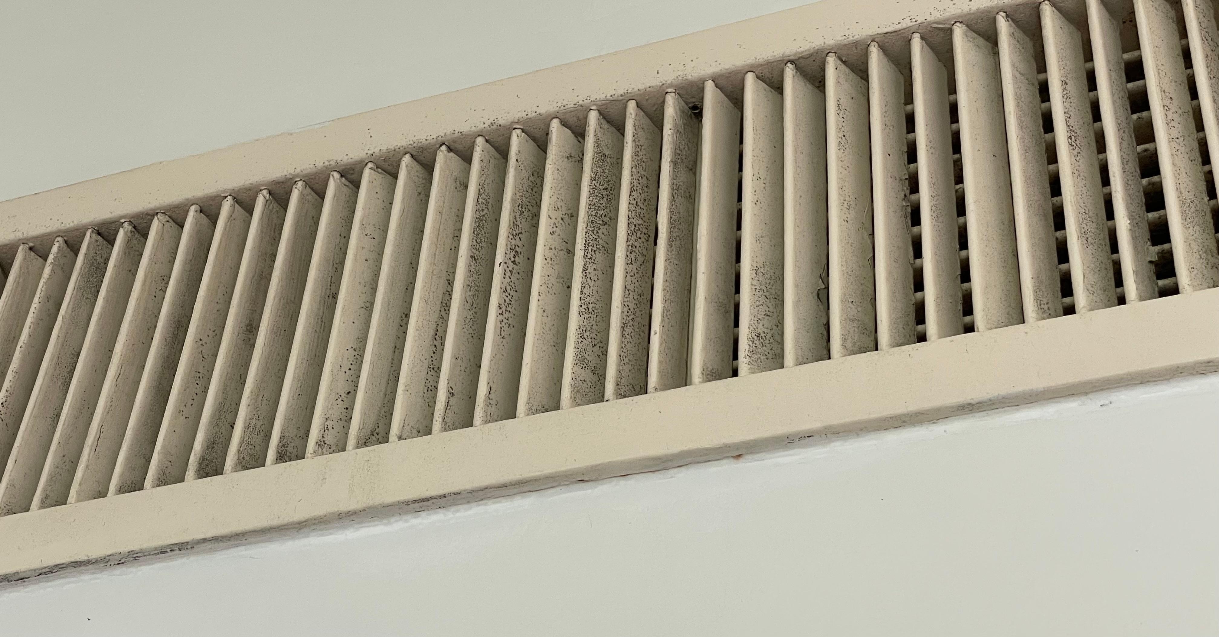 Air conditioning exhaust into the room and that’s not dirt, that’s black mold