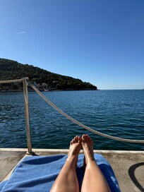 Sunbeds at coast edge in More Bar