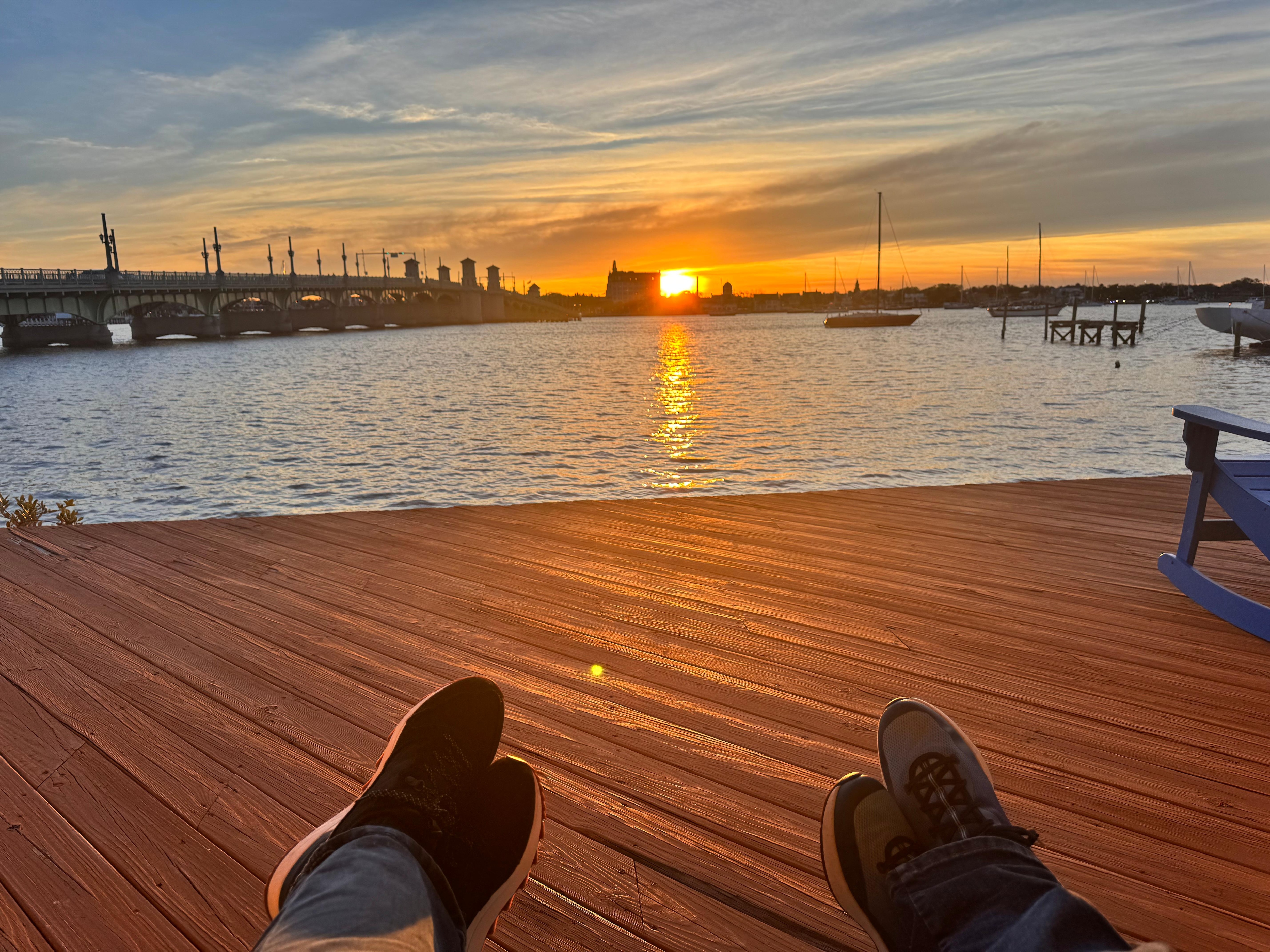 Relaxing on the deck at sunset