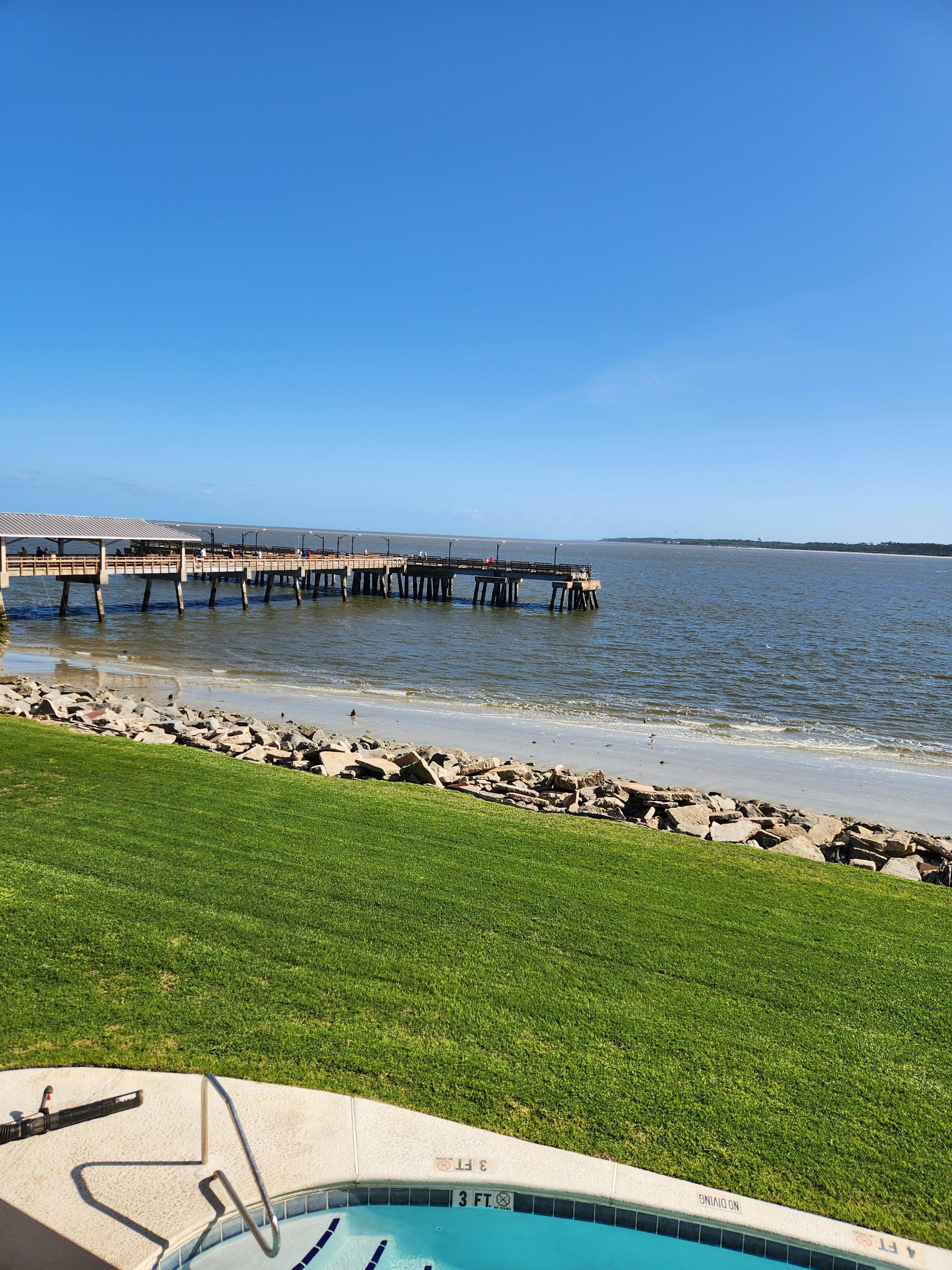 View of the fishing pier from the balcony.