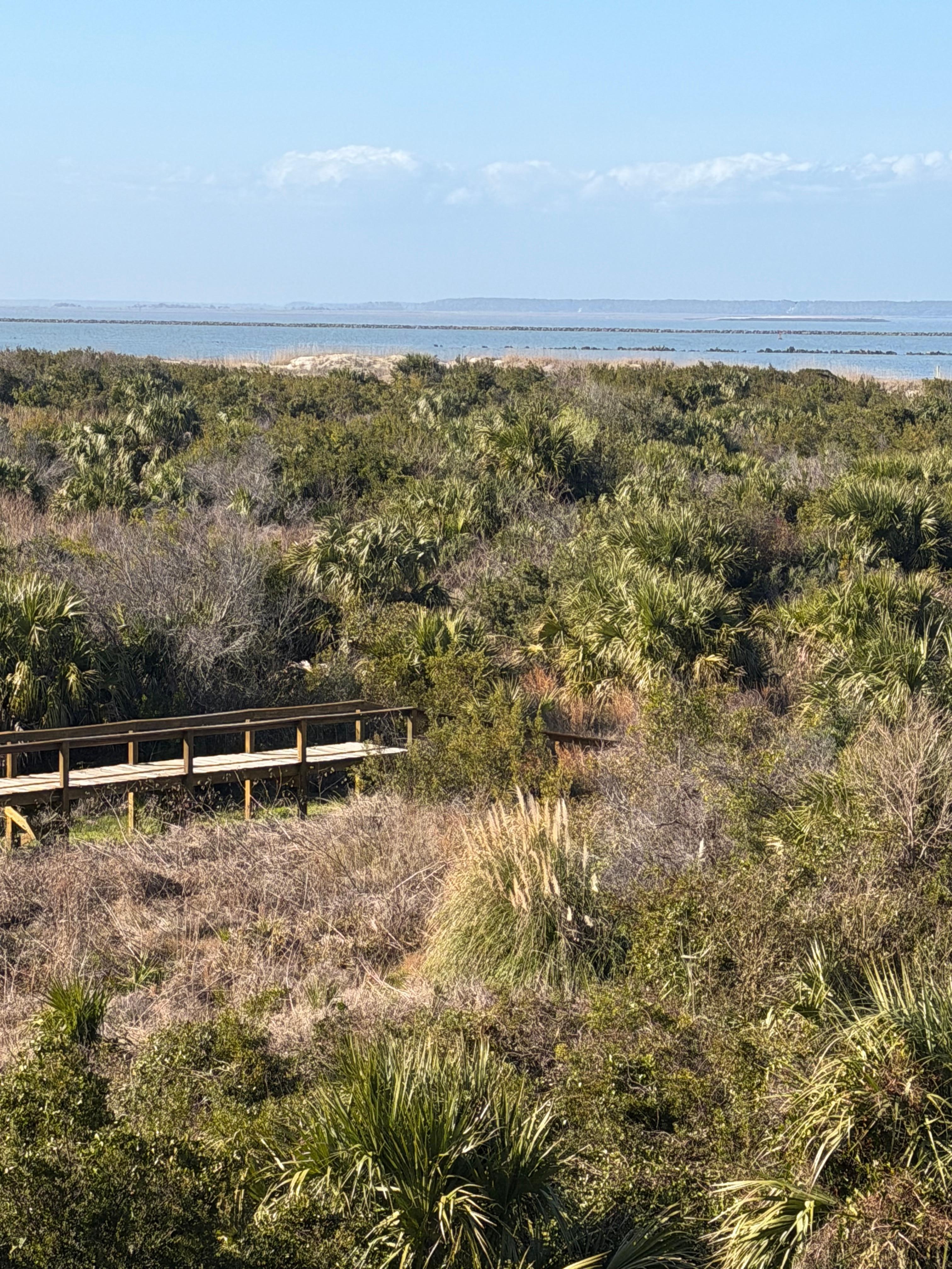 View from balcony, walkway to beach