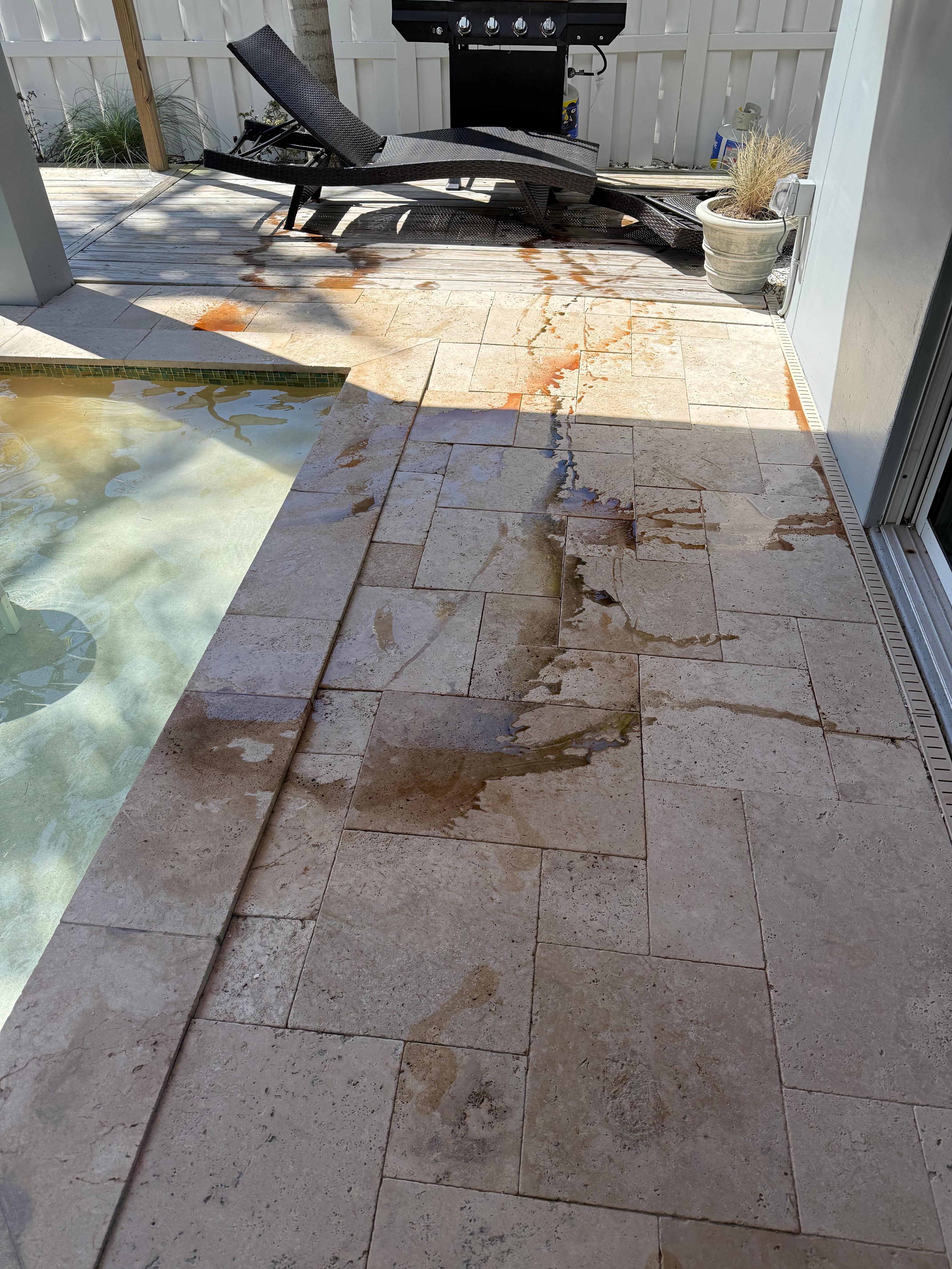 Rust and debris leaking from chair that was in pool upon arrival.