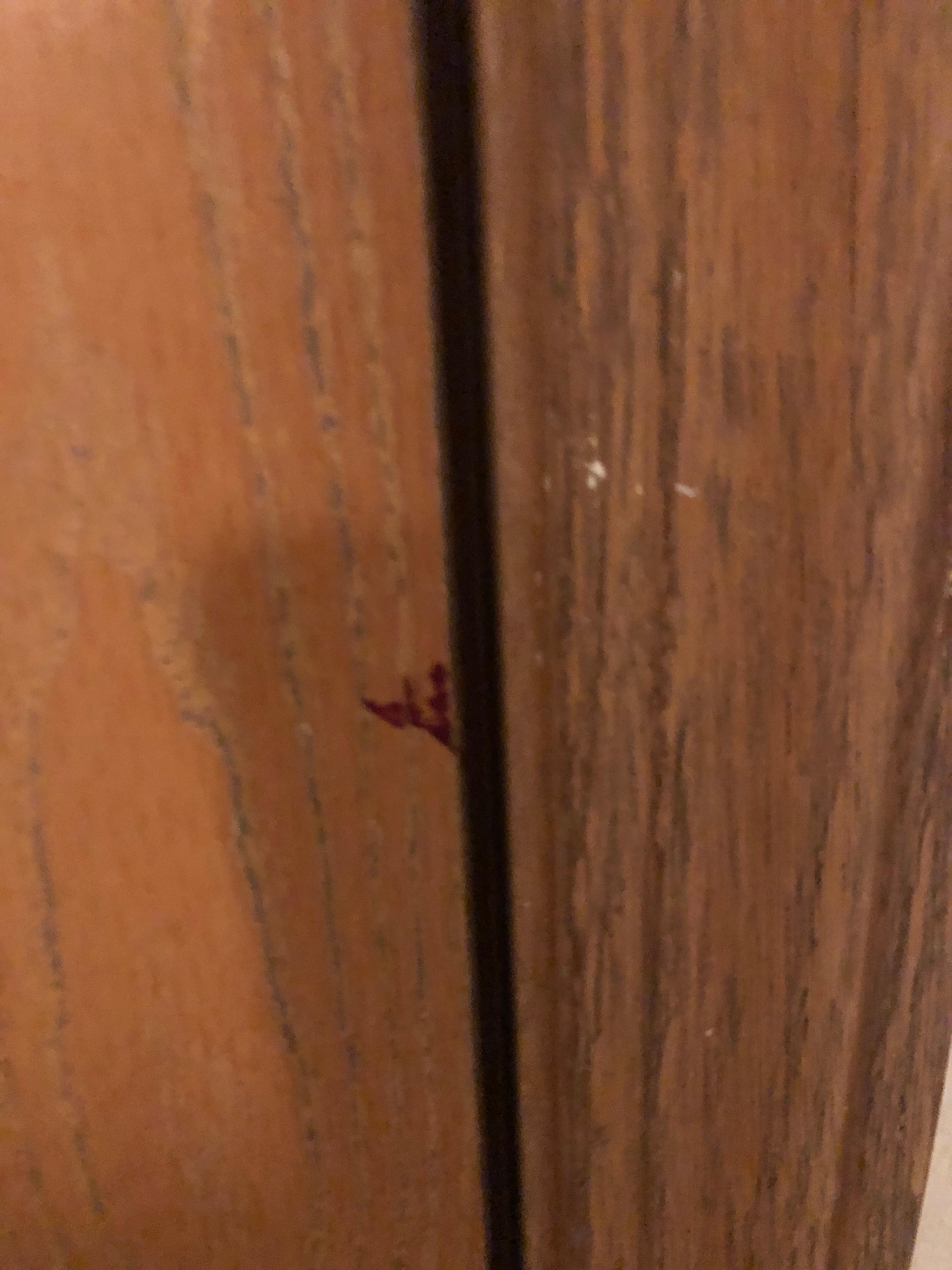 This is the bathroom door and it appears to be dried up blood