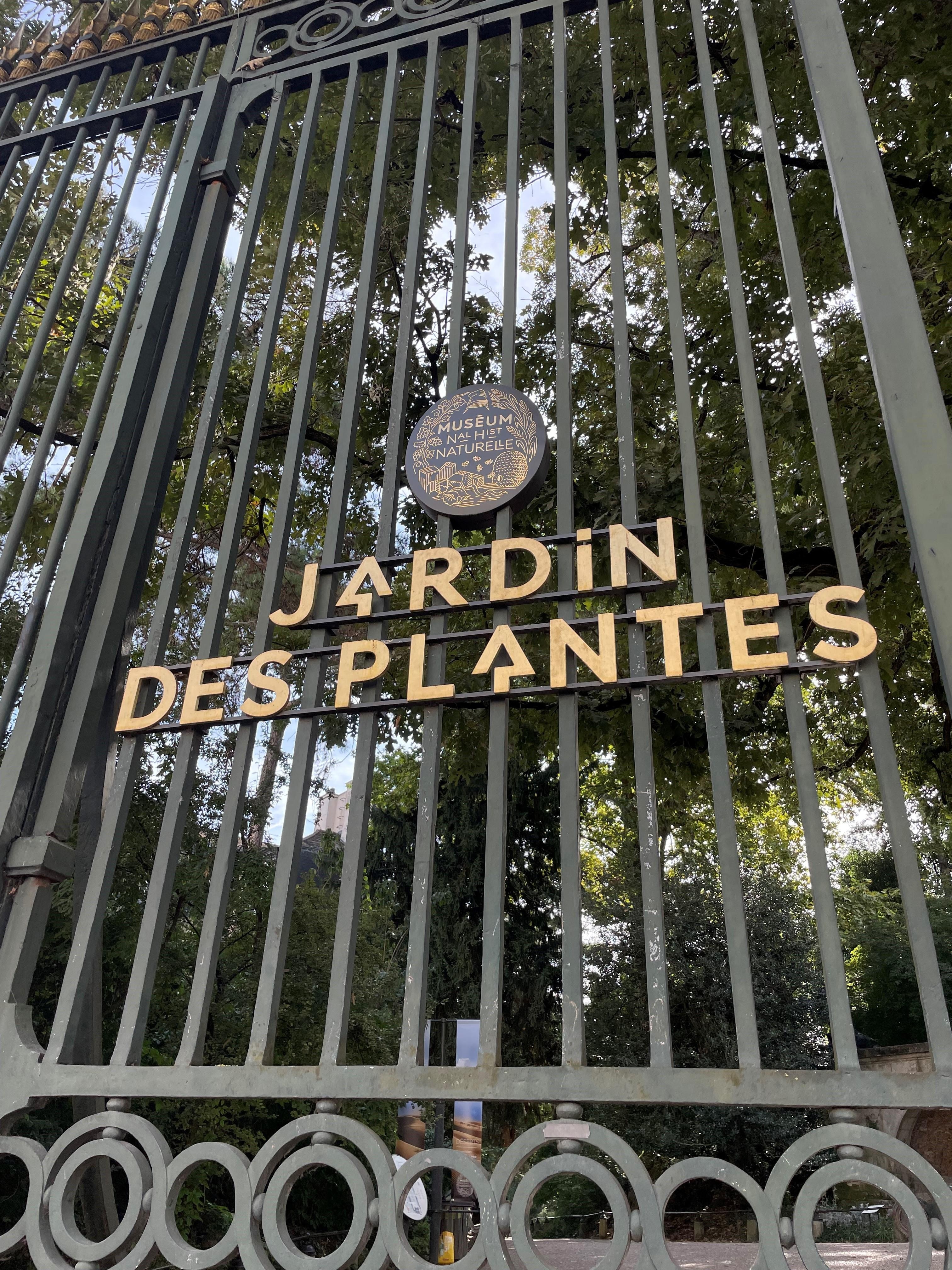entryway to the beautiful Jardin des Plantes about .1 mile away walk