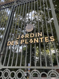 entryway to the beautiful Jardin des Plantes about .1 mile away walk