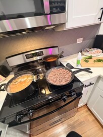 Small space to cook in but we made a family style dinner no problem!