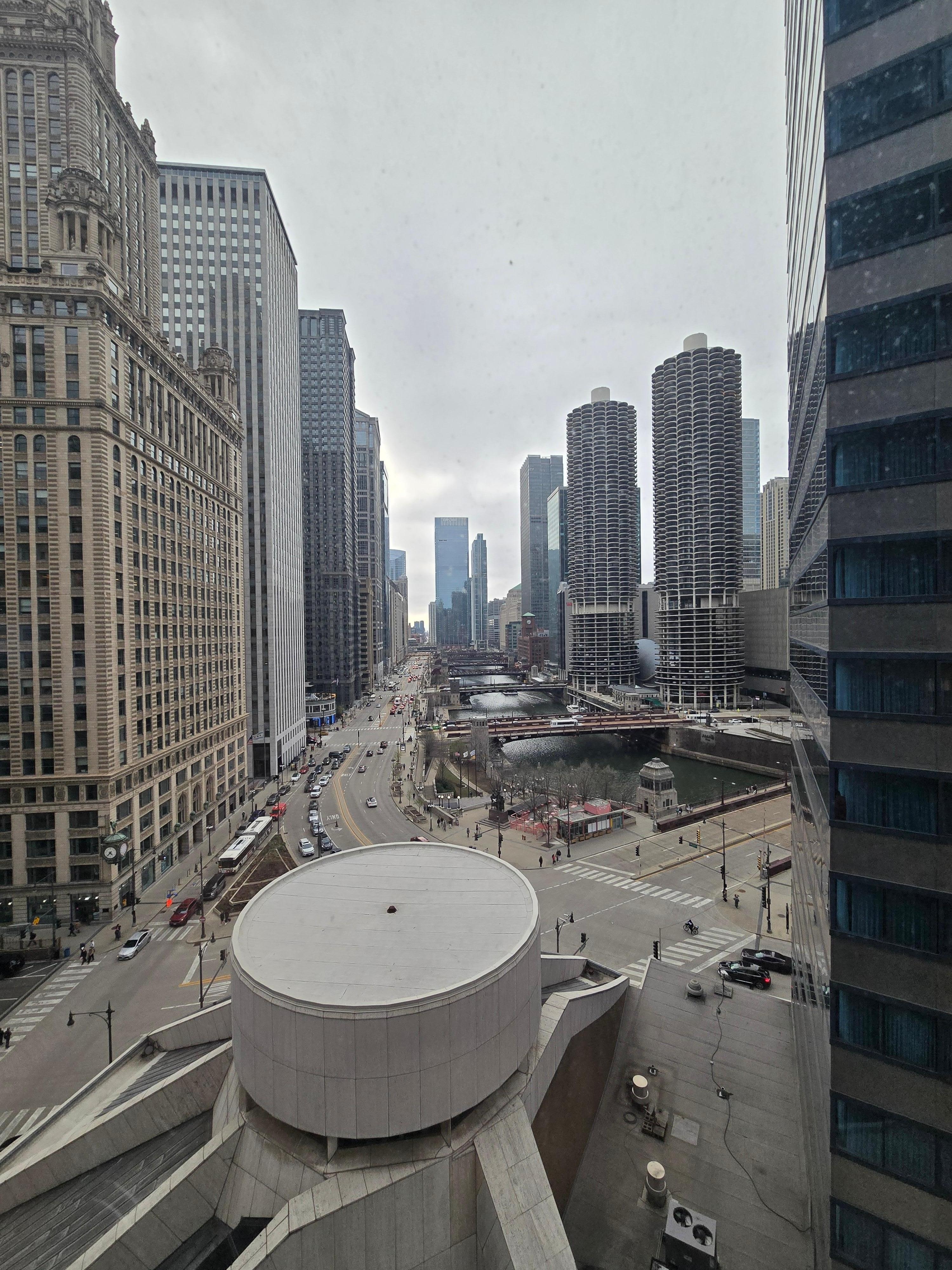 View from room on the 14th floor during the day 