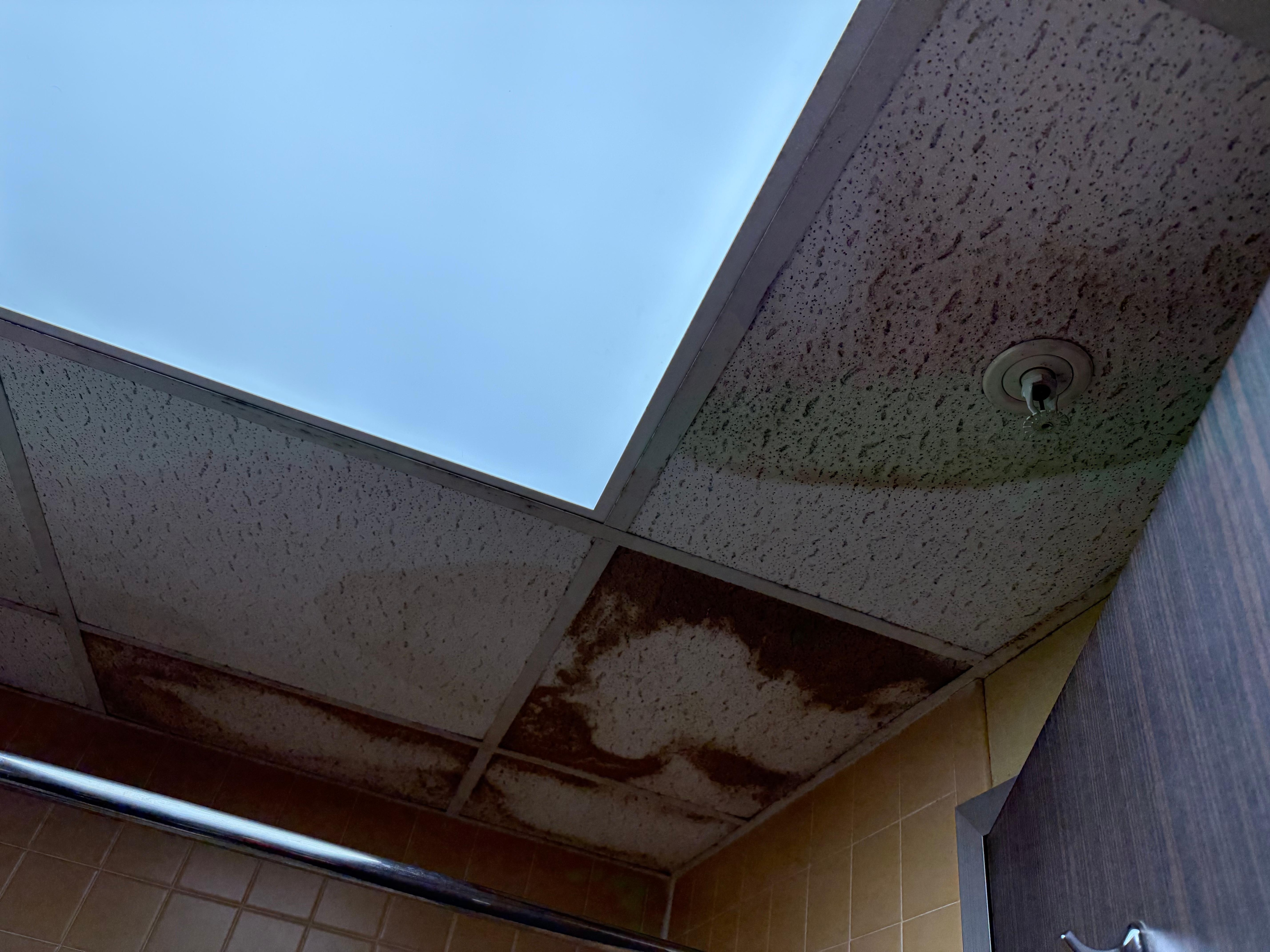 Water damage on the ceilings in the rooms 
