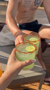 Cantaloupe drink by the pool