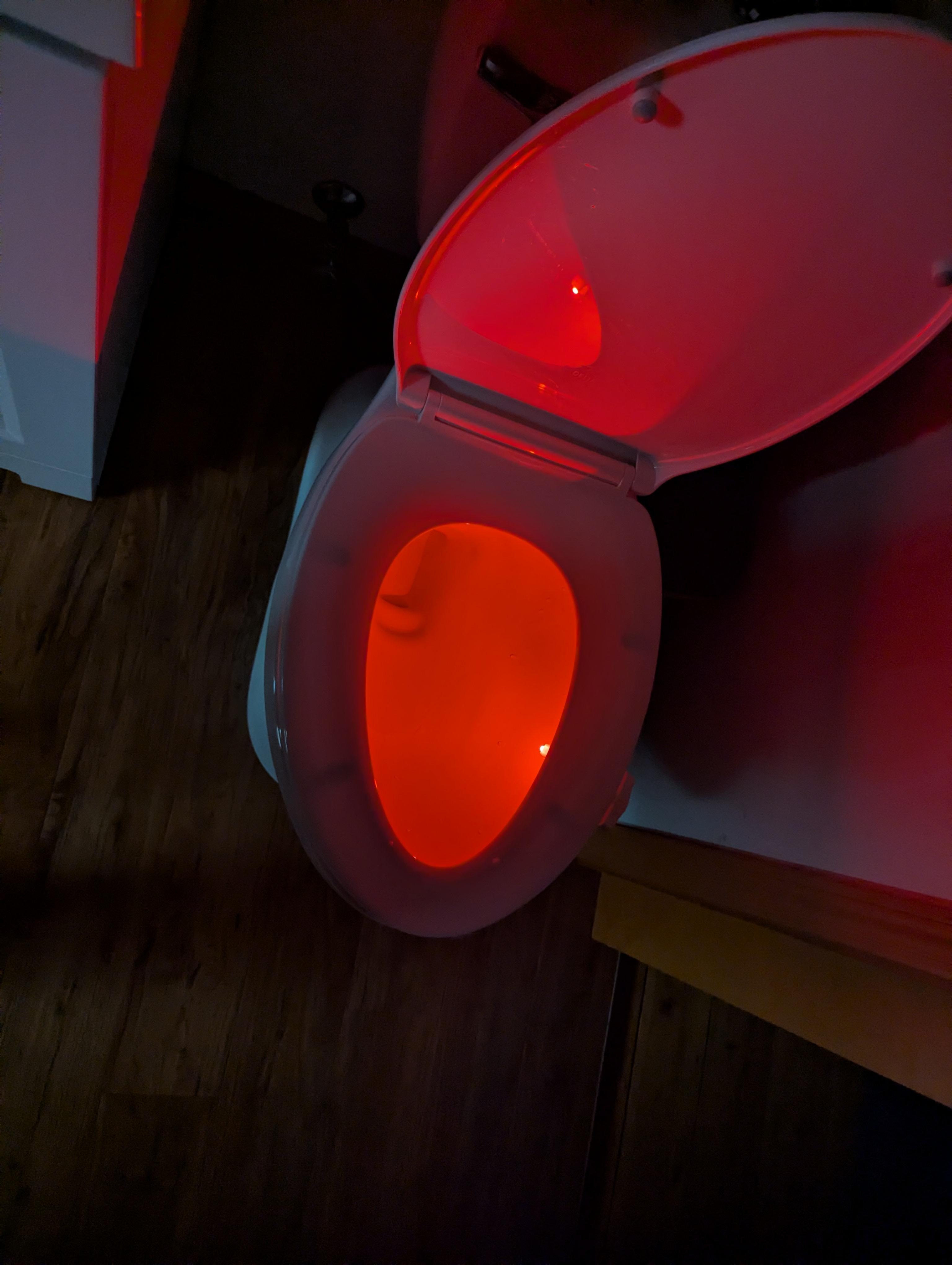 Scared me when the toilet glowed red.