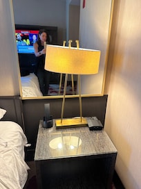 Lamp shades and the towels are scratchy