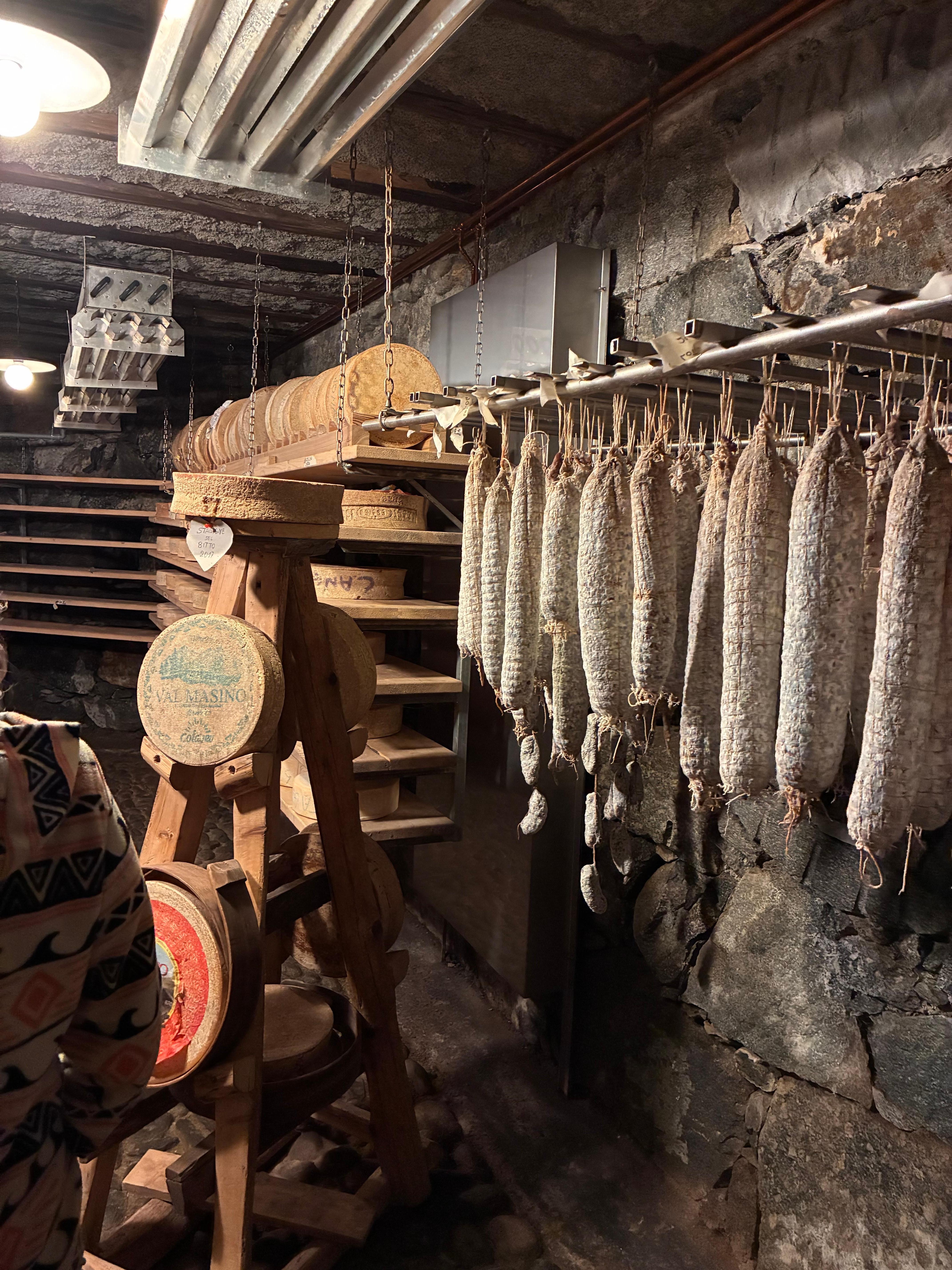 Multiple kinds of cured meats.