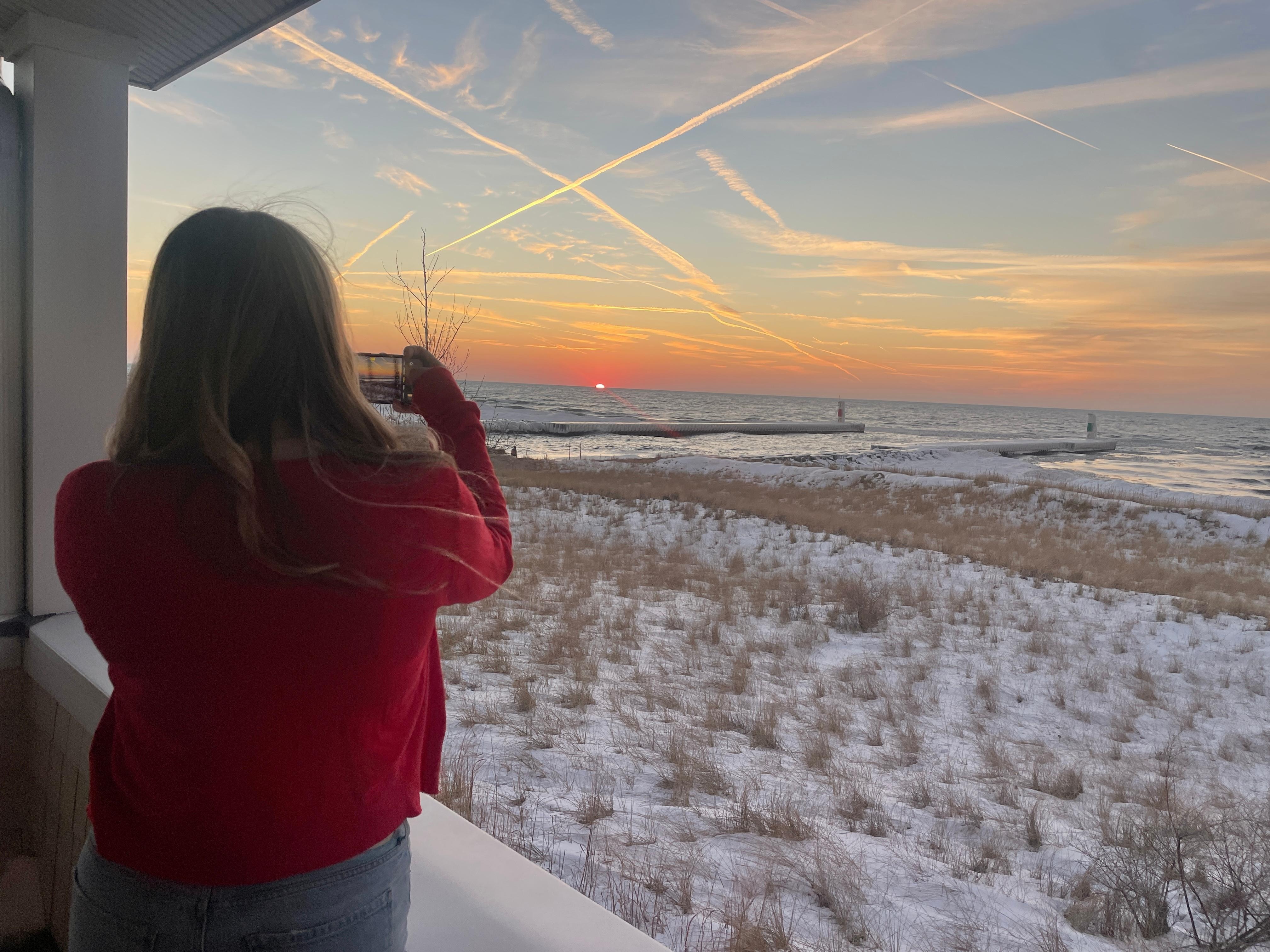 Everyone enjoyed the beautiful sunset on Lake Michigan.