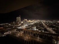 View from balcony (nighttime).