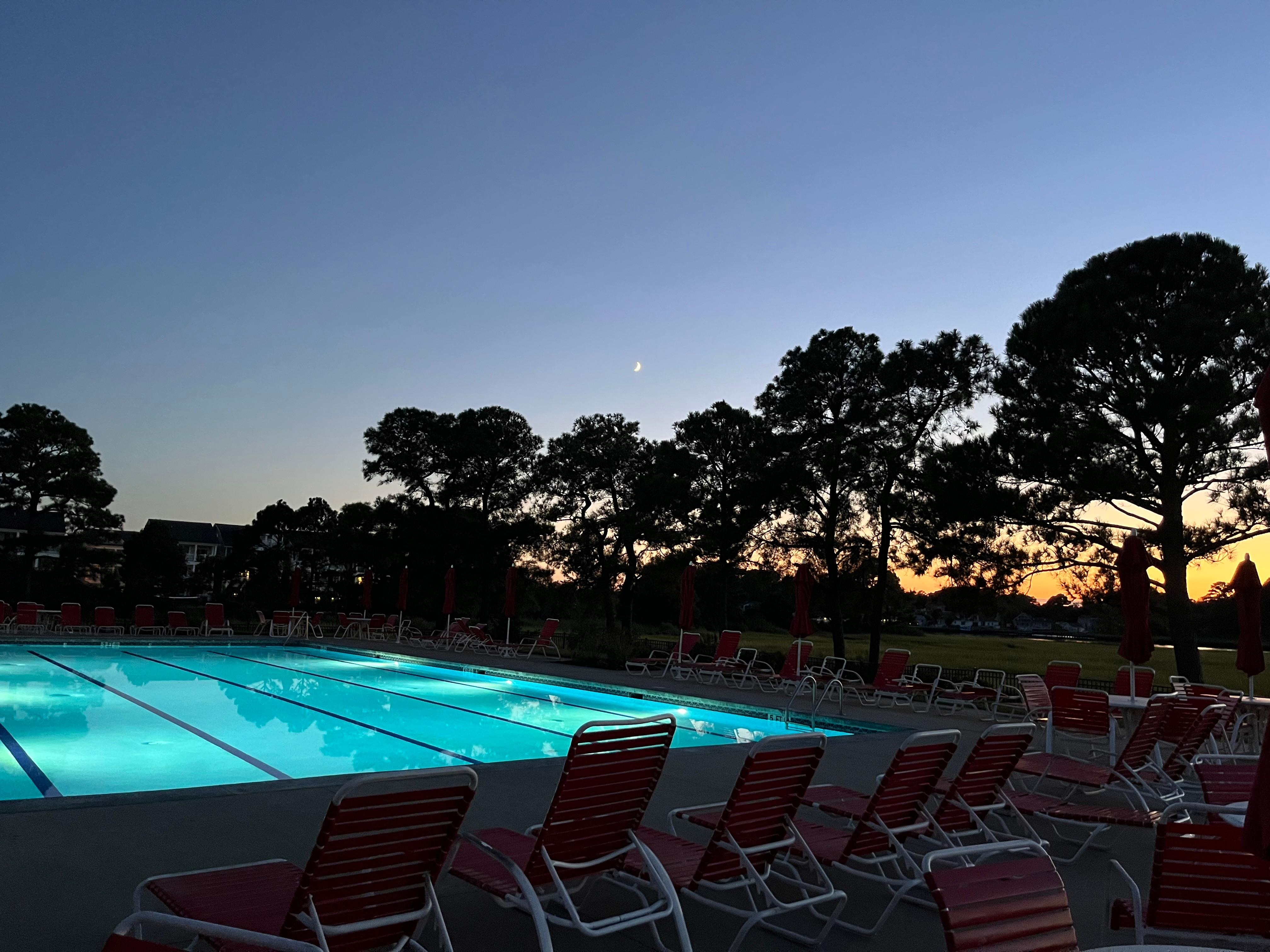 Grilled and had dinner poolside