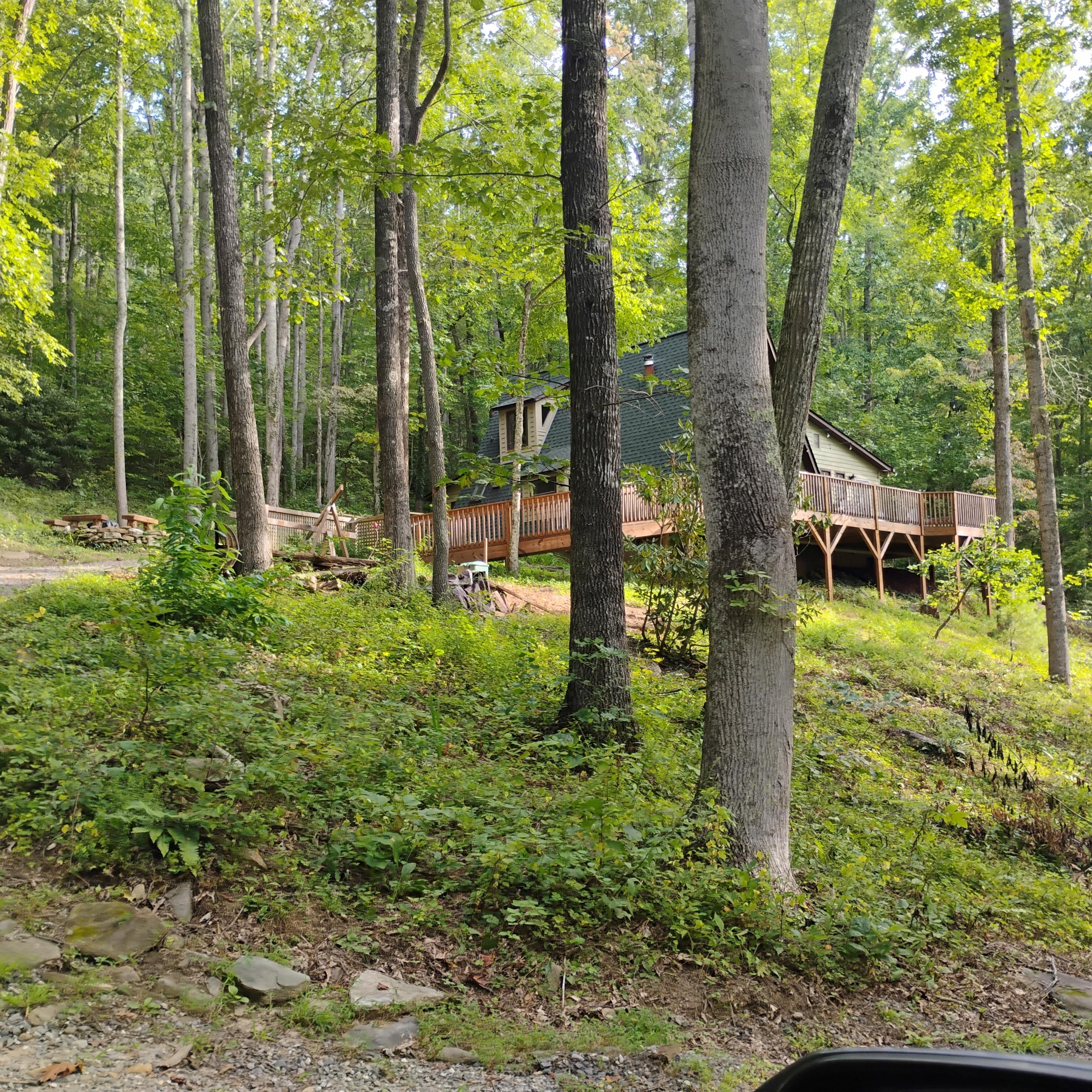 View from driving to the house of the construction trash pile