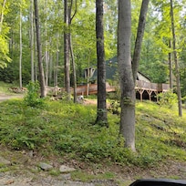 View from driving to the house of the construction trash pile