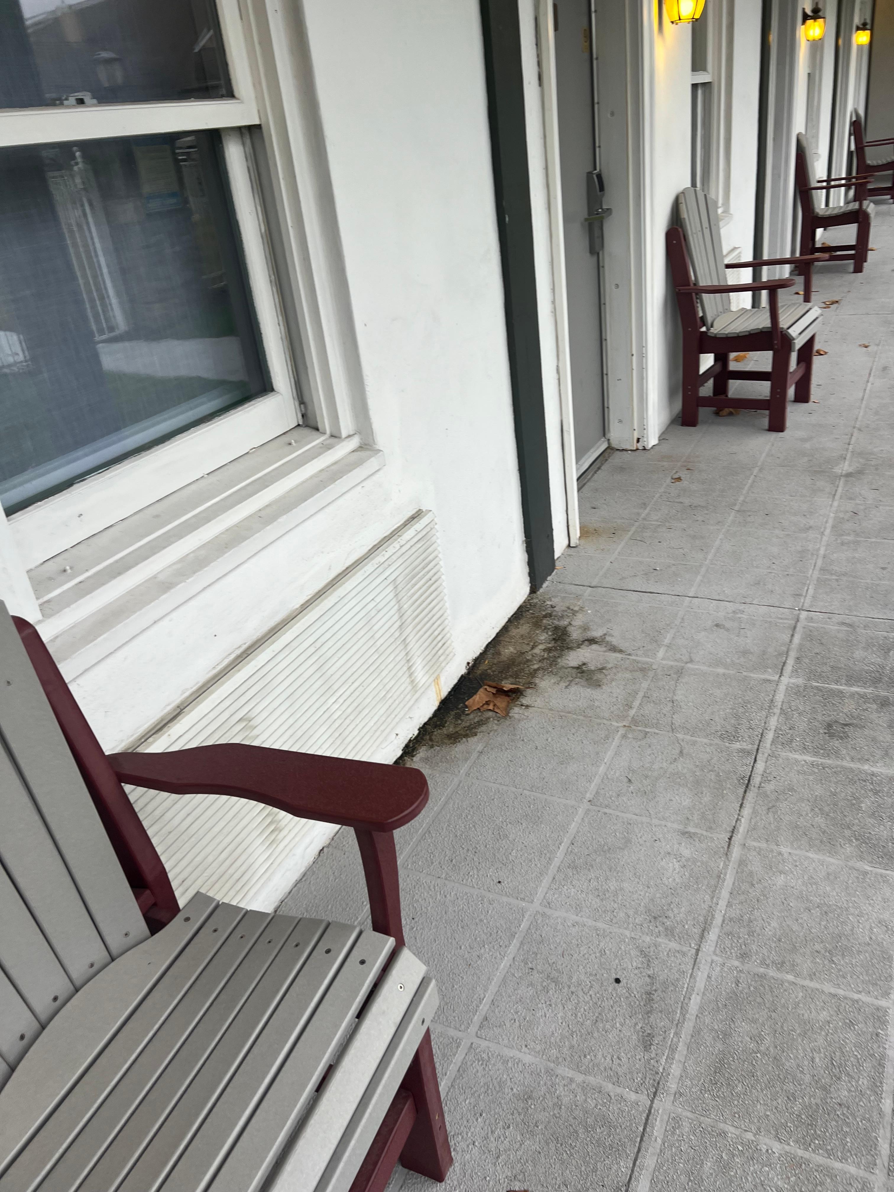 This rust is at many room entries.  The chairs on this side were nice, the ones on the pool side that we stayed on were old and broken.